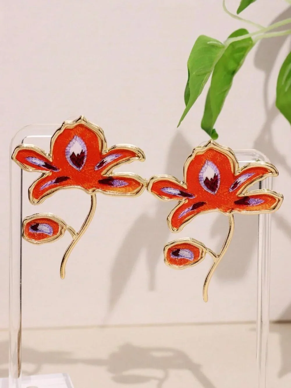 Multicolor Women's Oversized Ombre Flower Drop maximalist Earrings